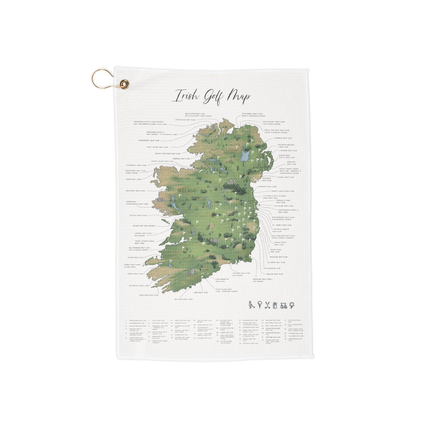 Irish Golf Map Golf Towel