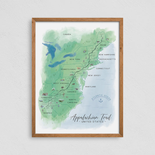 Appalachian Trail Map Print Hiking Poster