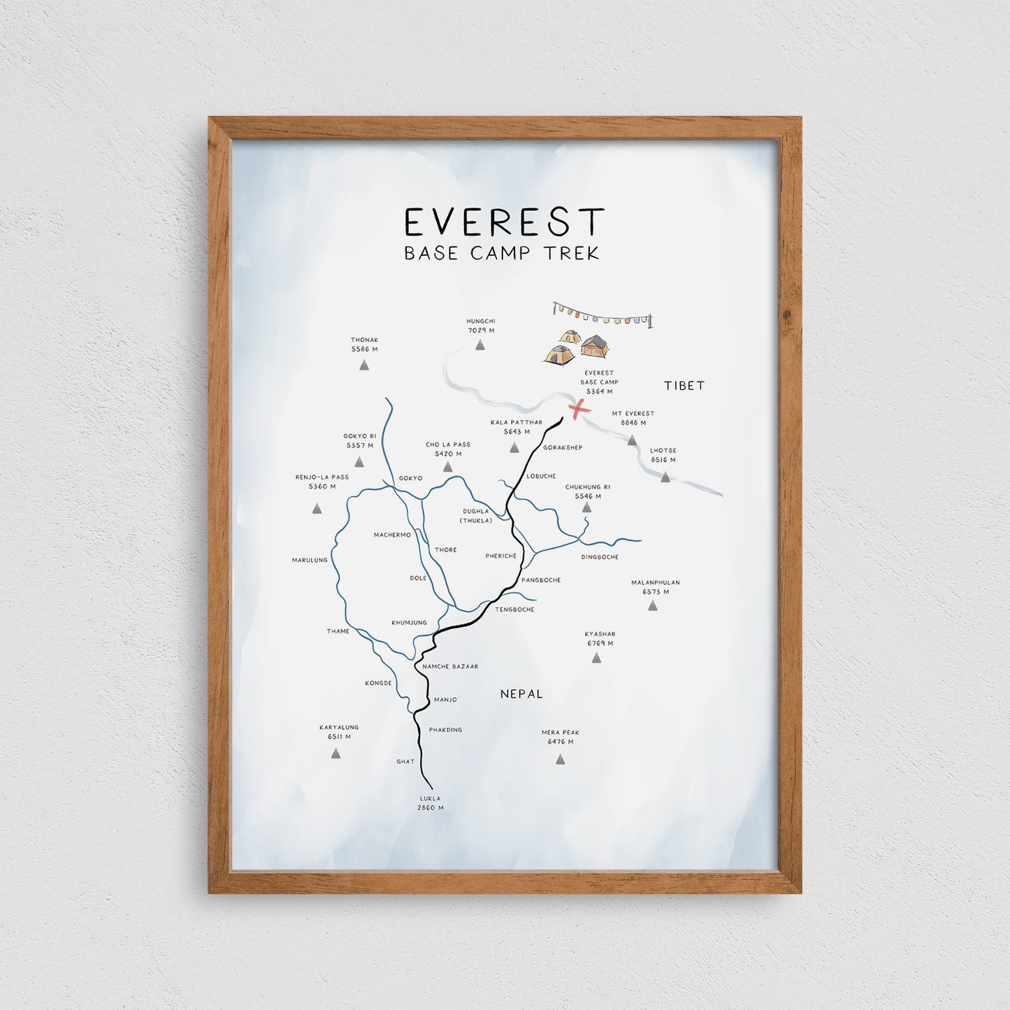 Everest Base Camp Trek Poster Hiking Print