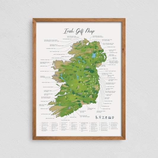 Irish Golf Map Poster Print