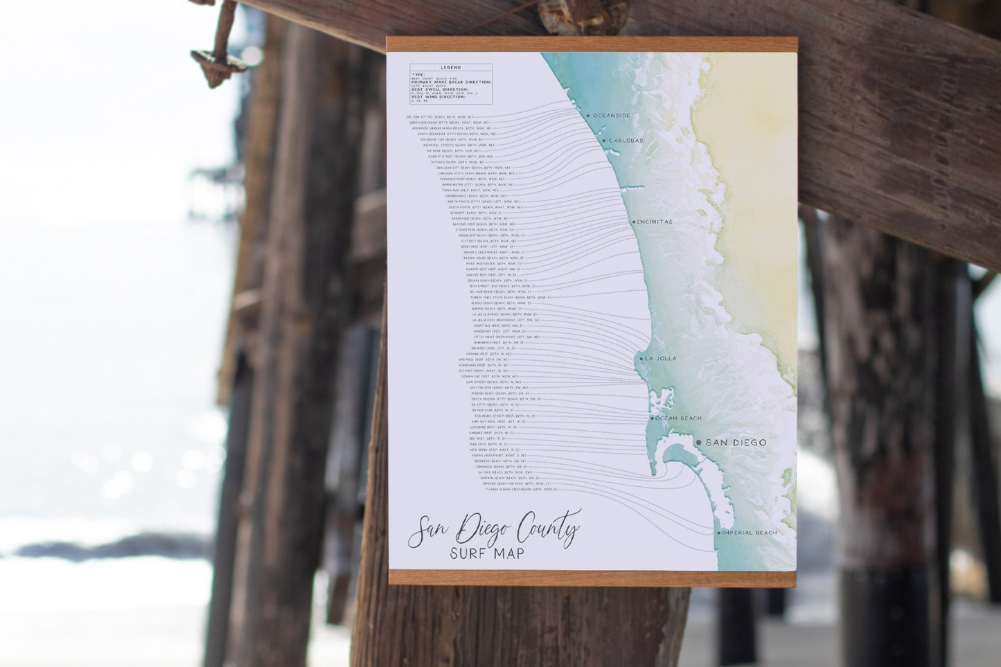 San Diego Surf Map Poster Print