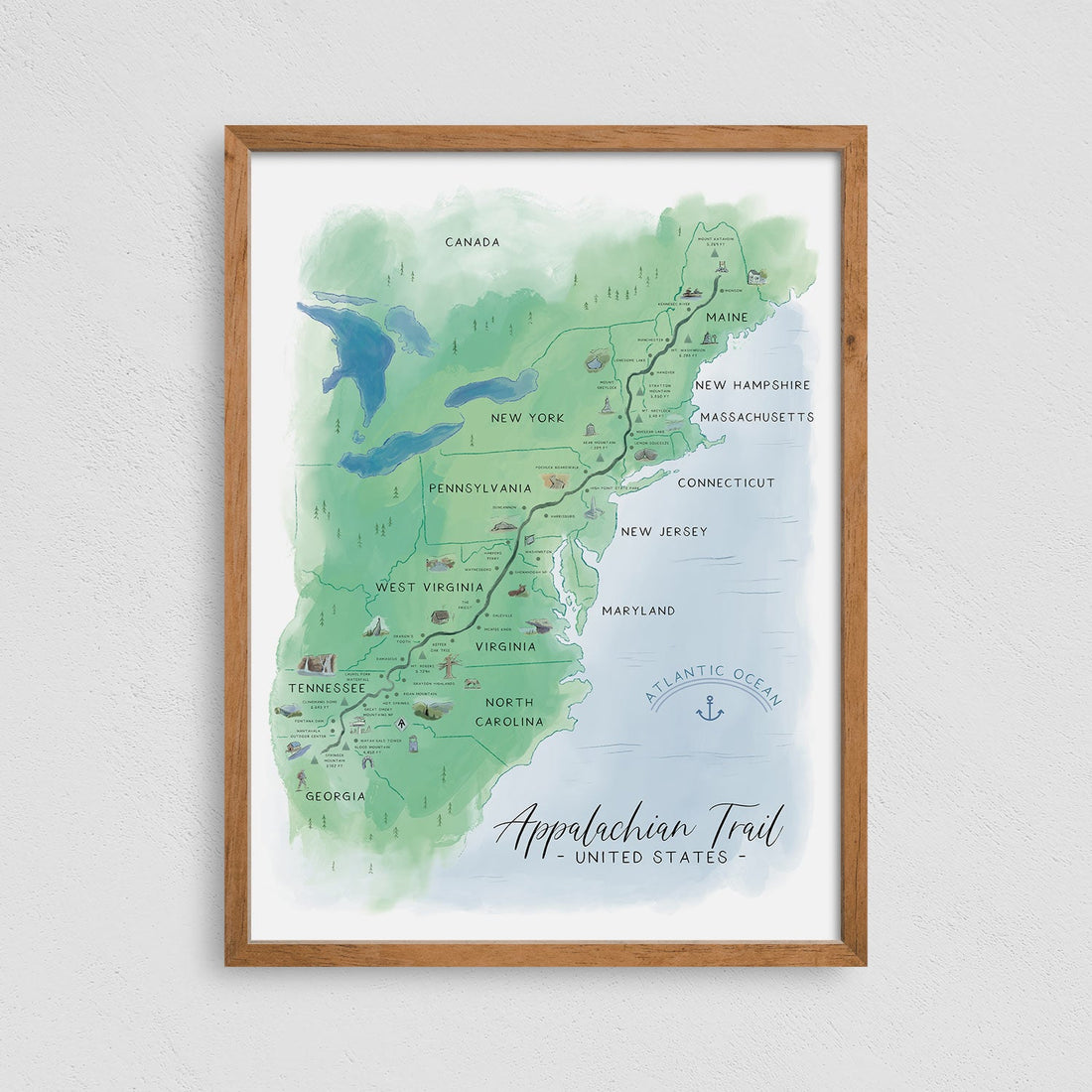 Make It Art, a Framed Appalachian Trail Map for Modern Hikers
