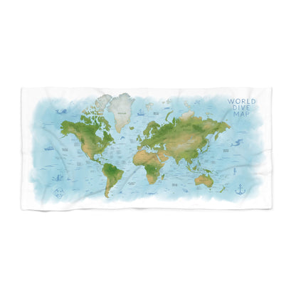 World Dive Map Beach Towel