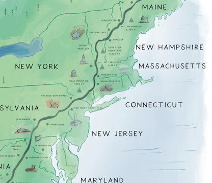 Appalachian Trail Map Print Hiking Poster