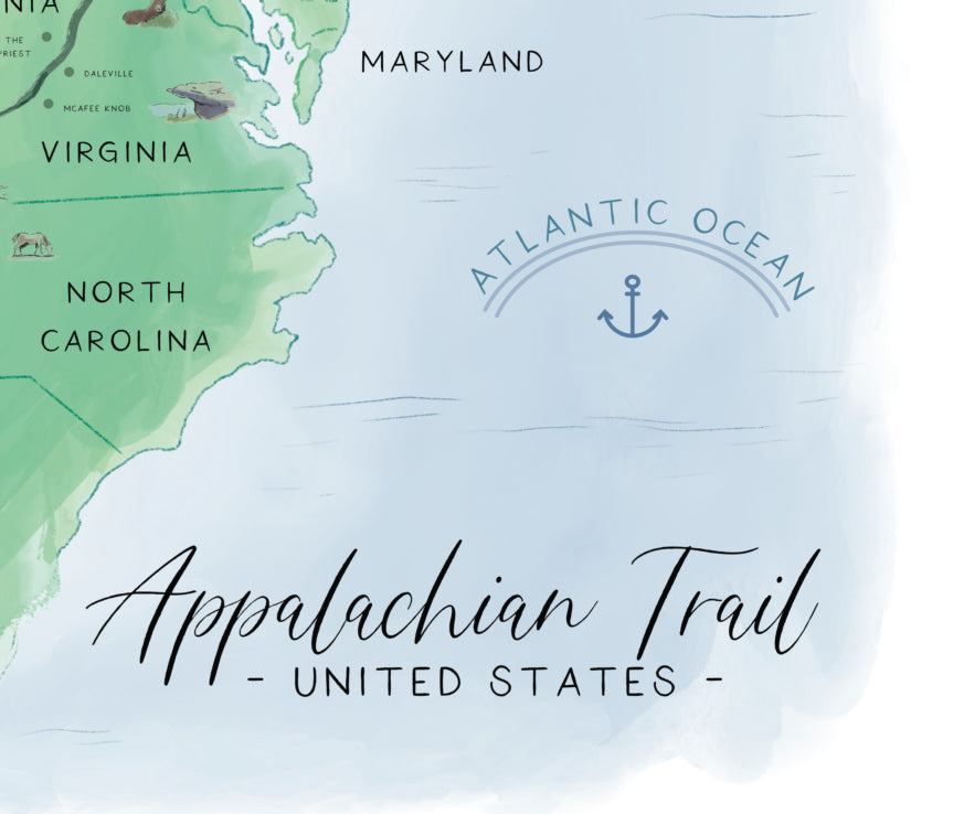 Appalachian Trail Map Print Hiking Poster