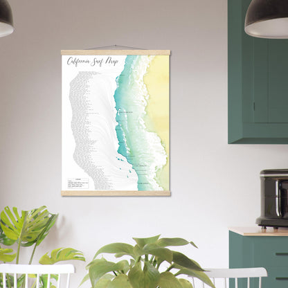 California Surf Map Poster Print