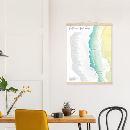 California Surf Map Poster Print