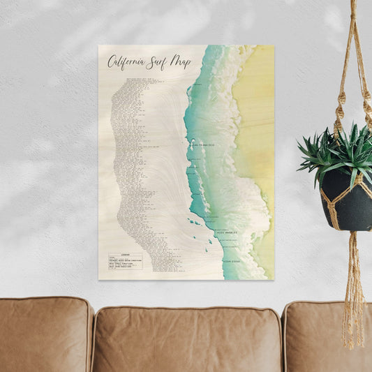 California Surf Map Wood