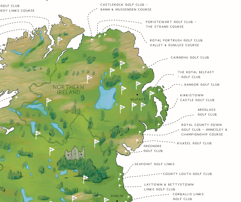 Irish Golf Map Poster Print