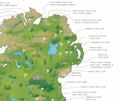 Irish Golf Map Poster Print