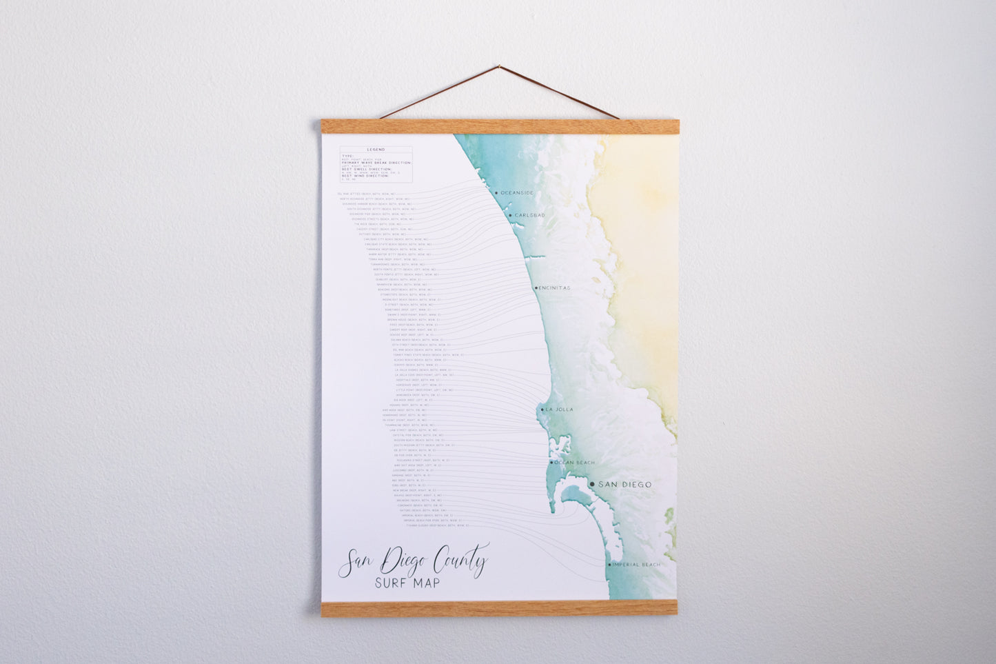 San Diego Surf Map Poster Print