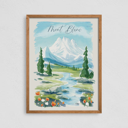 Mont Blanc Poster Print Hiking Wall Art