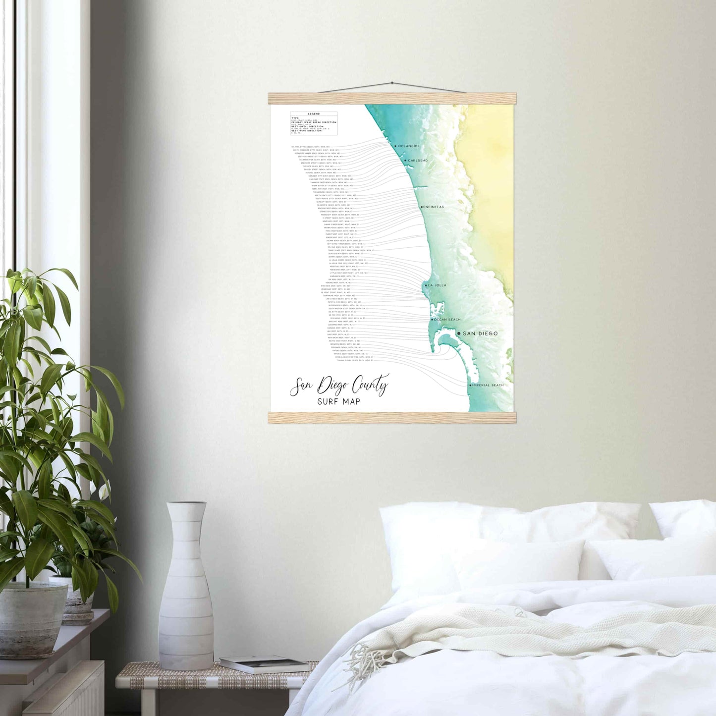 San Diego Surf Map Poster Print