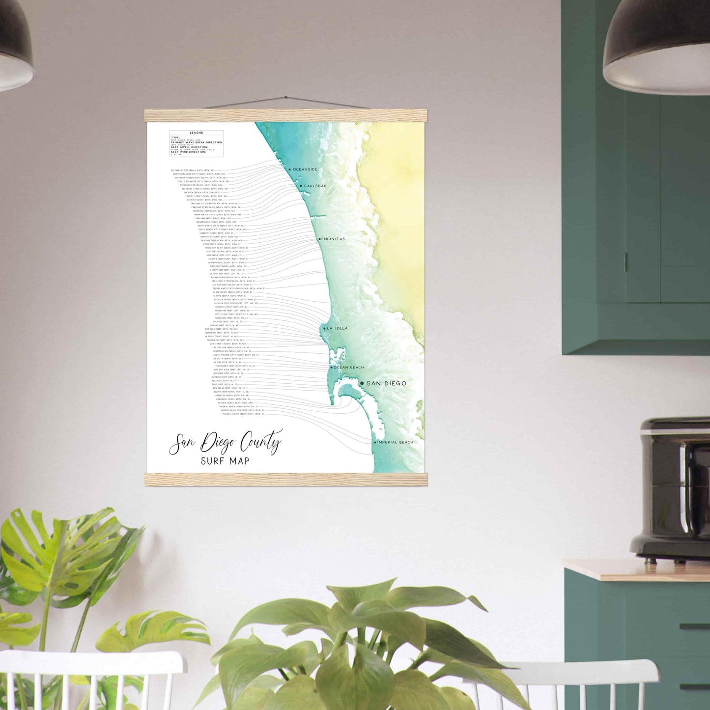 San Diego Surf Map Poster Print