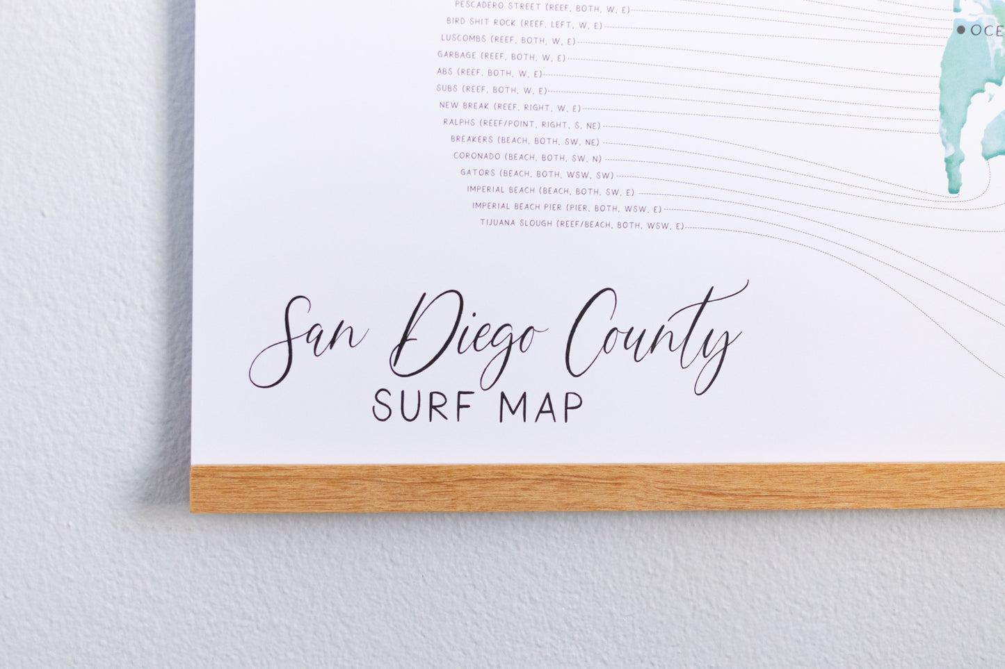 San Diego Surf Map Poster Print