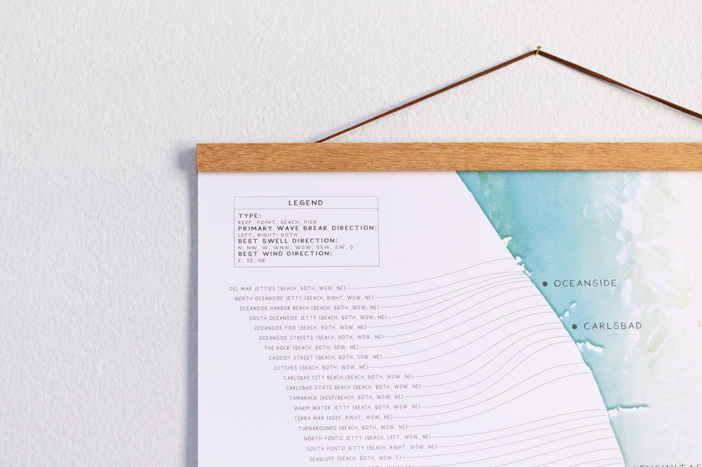 San Diego Surf Map Poster Print