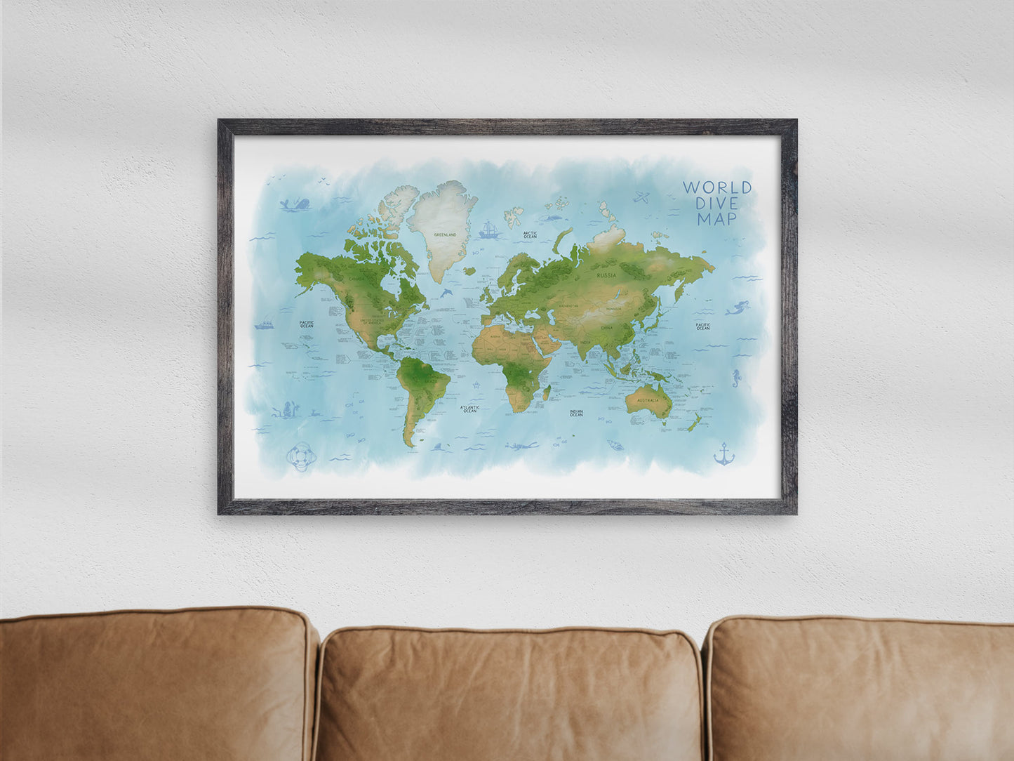 World Dive Map Poster Print