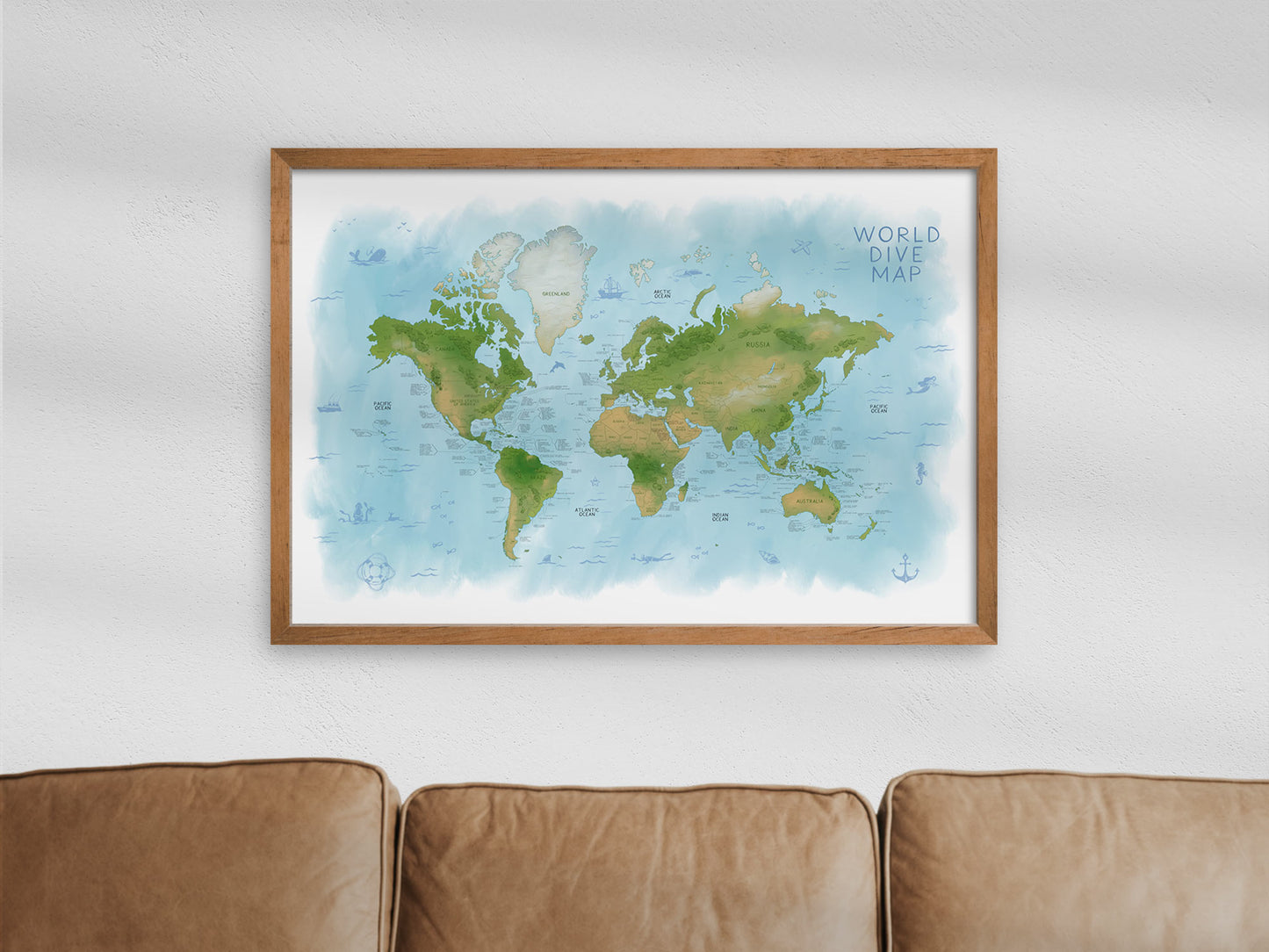 World Dive Map Poster Print