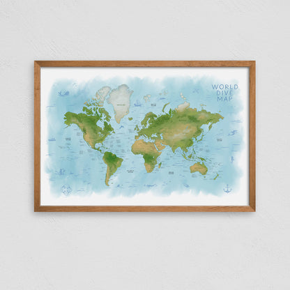 World Dive Map Poster Print