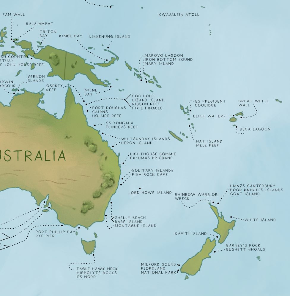 World Dive Map Beach Towel