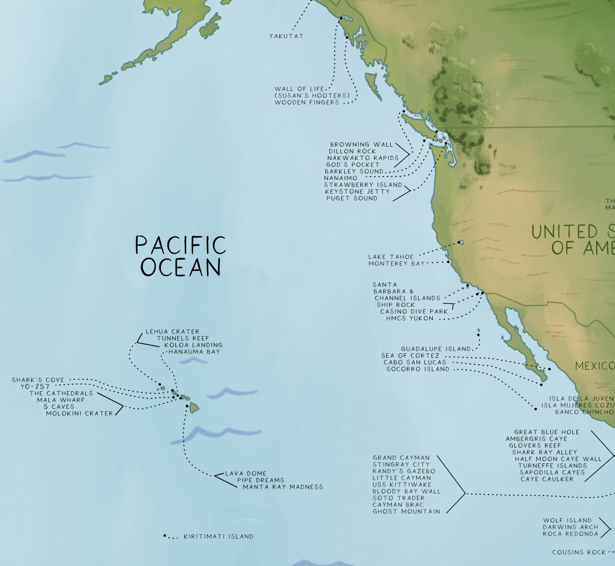 World Dive Map Beach Towel