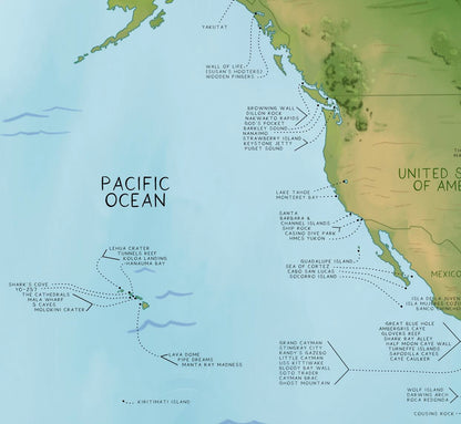 World Dive Map Beach Towel