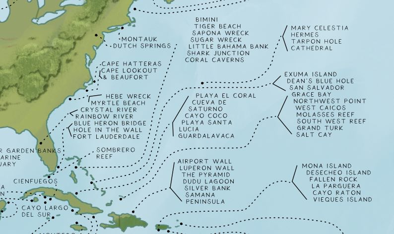 World Dive Map Beach Towel