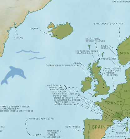 World Dive Map Beach Towel