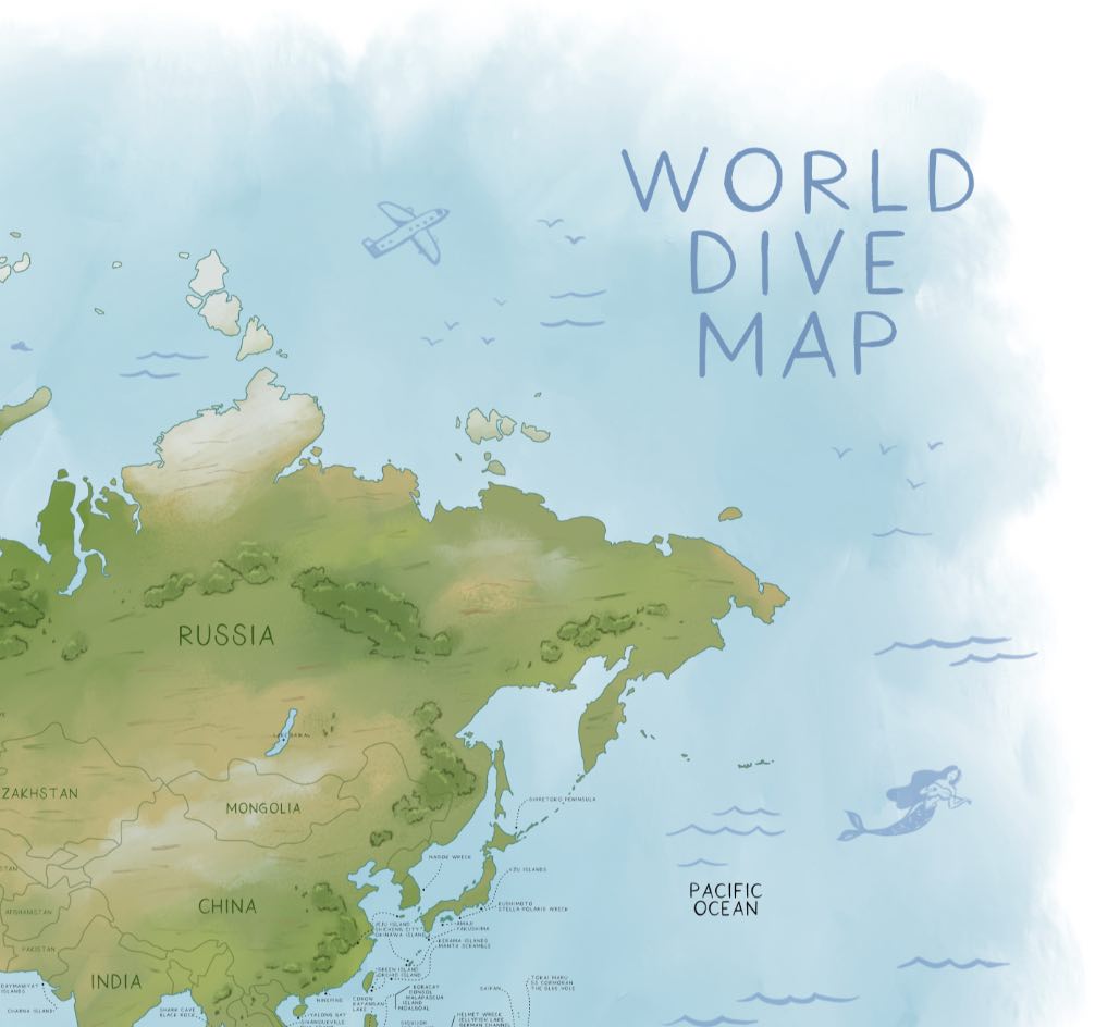 World Dive Map Beach Towel