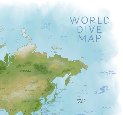 World Dive Map Beach Towel