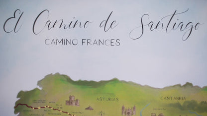 El Camino De Santiago Map Print Hiking Poster