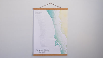 San Diego Surf Map Poster Print