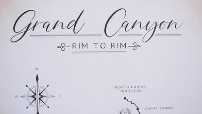 Rim to Rim Trail Map Print Hiking Poster